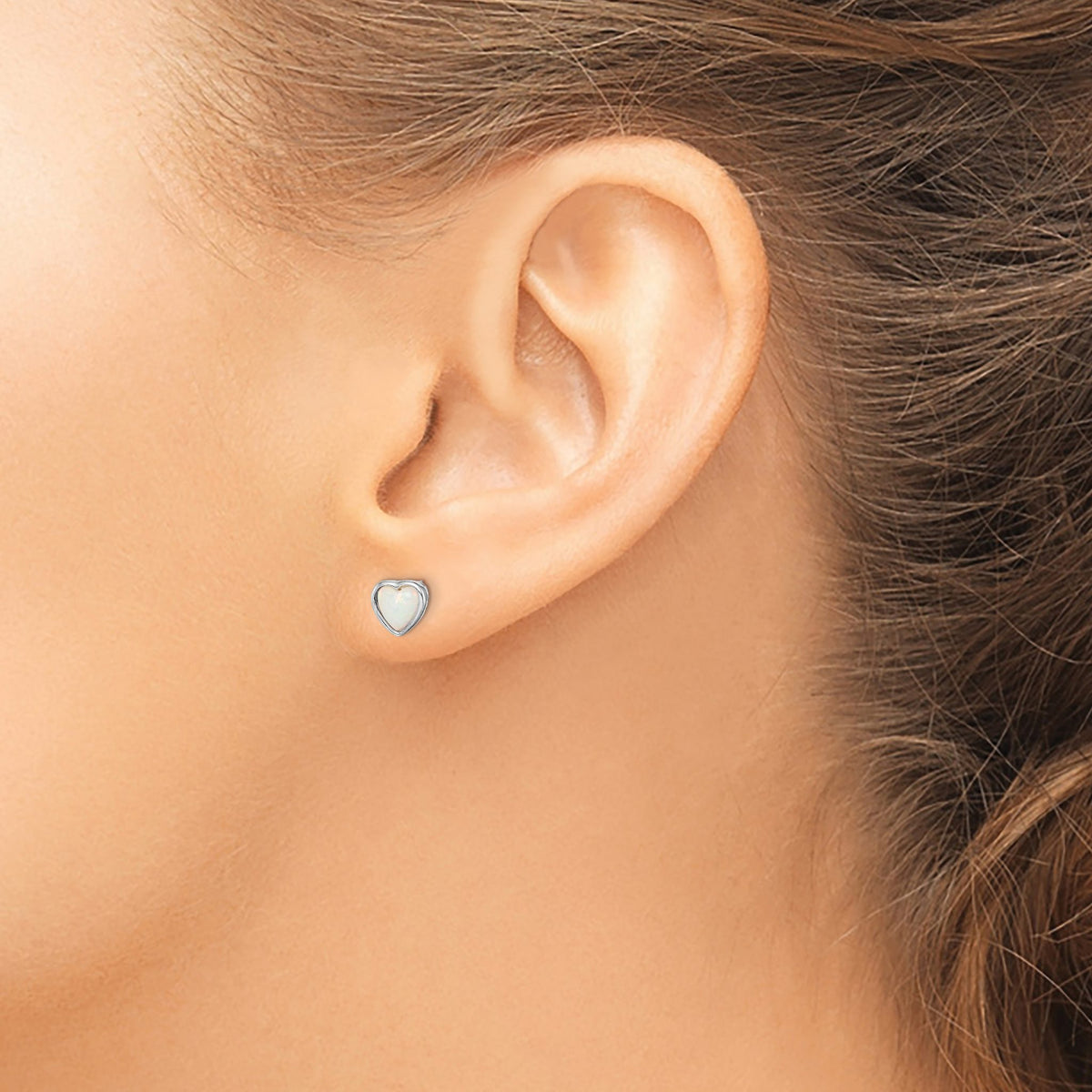 Lab-Created Opal Stud Earrings in Sterling Silver, 5mm - Sophia Jewelers