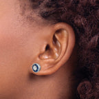 Lab-Created Blue Spinel & Cubic Zirconia Stud Earrings in Sterling Silver, 5mm - Sophia Jewelers
