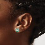 Cubic Zirconia and Lab Cr.Green Spinel Stud Earrings in Sterling Silver, 4mm - Sophia Jewelers