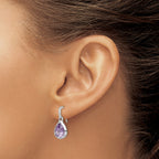 Amethyst Teardrop Dangle Earrings in Sterling Silver, 7x9mm Textured - Sophia Jewelers