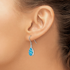 Sterling Silver Rhodium-plated Created Opal Inlay Teardrop Dangle Earrings