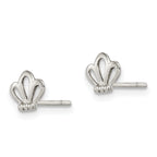 Sterling Silver Polished & Beaded Tiara Children's Post Earrings