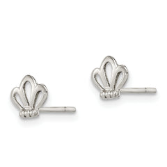 Sterling Silver Polished & Beaded Tiara Children's Post Earrings