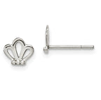 Sterling Silver Polished & Beaded Tiara Children's Post Earrings