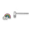 Sterling Silver Rhodium-plated Polished & Multi-color Enameled Rainbow & Clouds Children's Post Earrings