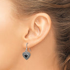 Onyx & Marcasite Heart Dangle Earrings in Sterling Silver, 5.5mm - Sophia Jewelers