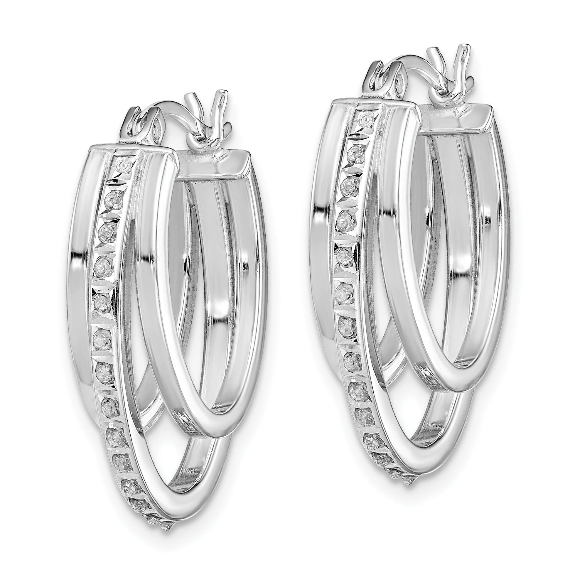 Diamond Fascination Diamond Mystique Sterling Silver Platinum-plated Diamond Multi Hoop Earrings Secondary image