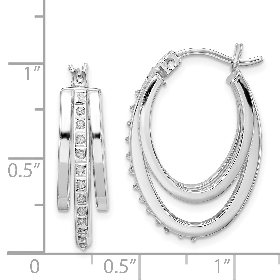 Diamond Fascination Diamond Mystique Sterling Silver Platinum-plated Diamond Multi Hoop Earrings