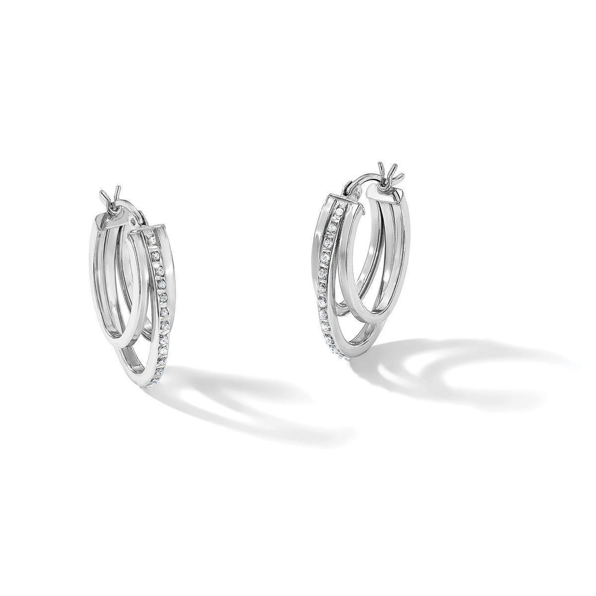 Diamond Multi Hoop Earrings in Sterling Silver, 26mm (0.01 ct. tw.) - Sophia Jewelers