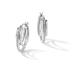 Diamond Multi Hoop Earrings in Sterling Silver, 26mm (0.01 ct. tw.) - Sophia Jewelers