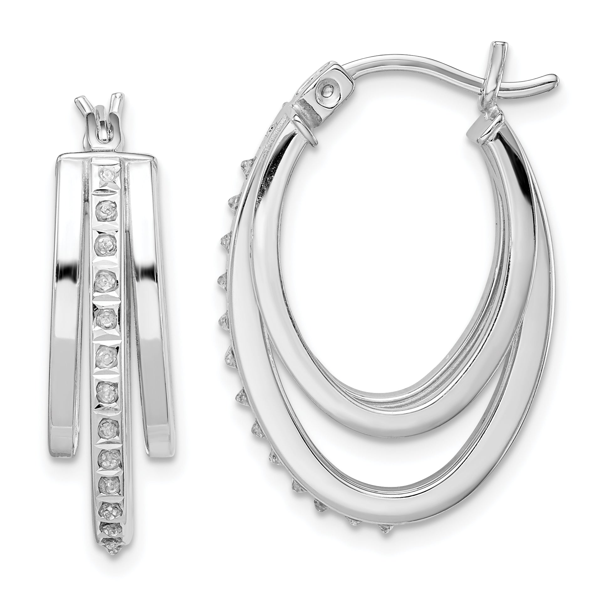 Diamond Fascination Diamond Mystique Sterling Silver Platinum-plated Diamond Multi Hoop Earrings Main image