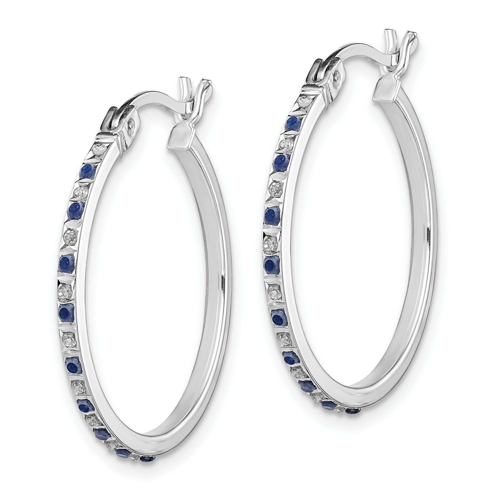 Diamond Fascination Diamond Mystique Sterling Silver 18K Gold-plated Diamond and Sapphire Hoop Earrings Secondary image