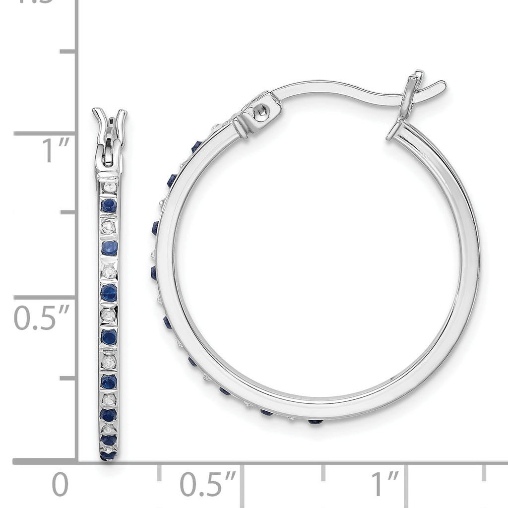 Diamond Fascination Diamond Mystique Sterling Silver 18K Gold-plated Diamond and Sapphire Hoop Earrings