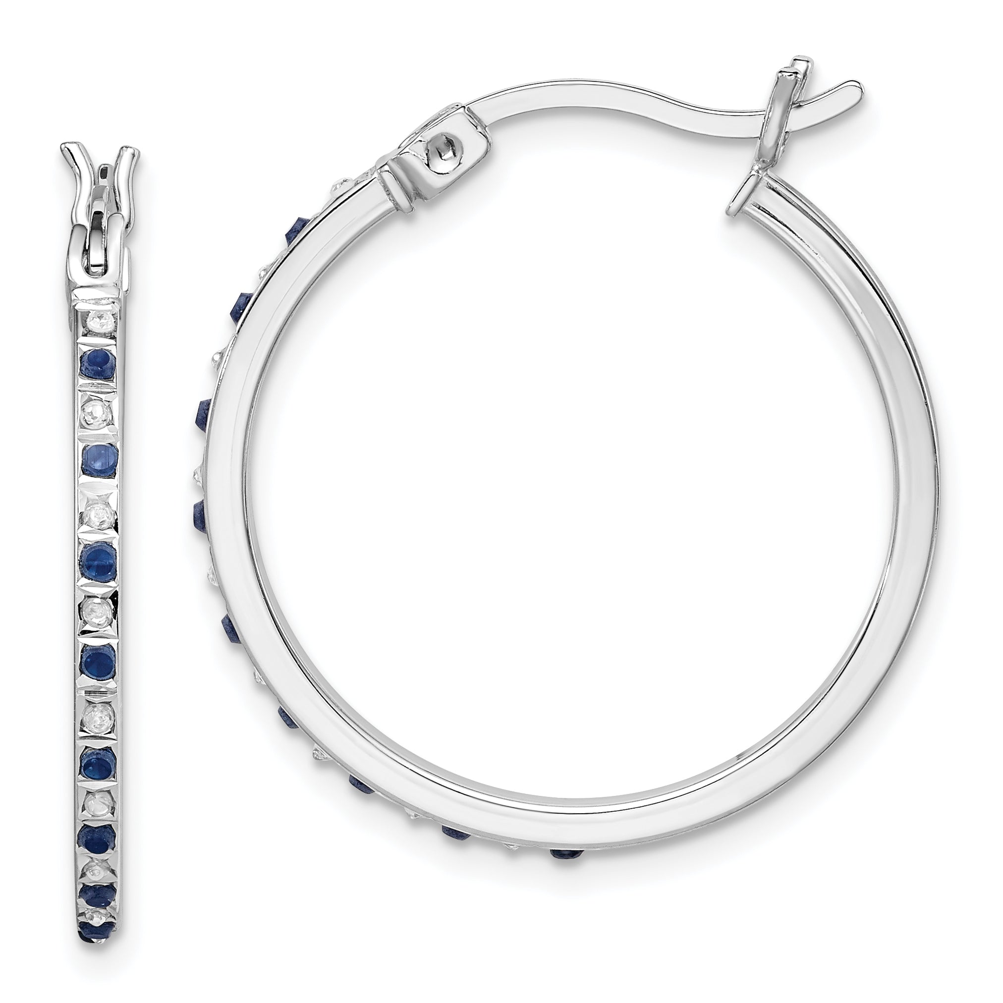 Diamond Fascination Diamond Mystique Sterling Silver 18K Gold-plated Diamond and Sapphire Hoop Earrings Main image