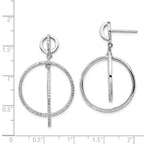 Sterling Silver Rhodium-plated CZ Circles Dangle Post Earrings
