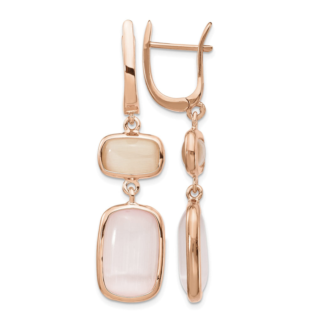 Lab-Created Cat's Eye Dangle Earrings in Rose-Tone Sterling Silver - Sophia Jewelers
