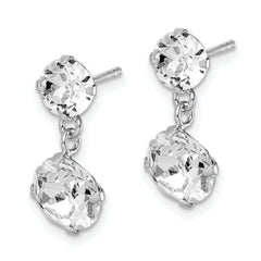 Sterling Silver Rhodium-plated Crystal Dangle Post Earrings