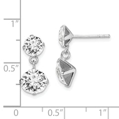 Sterling Silver Rhodium-plated Crystal Dangle Post Earrings