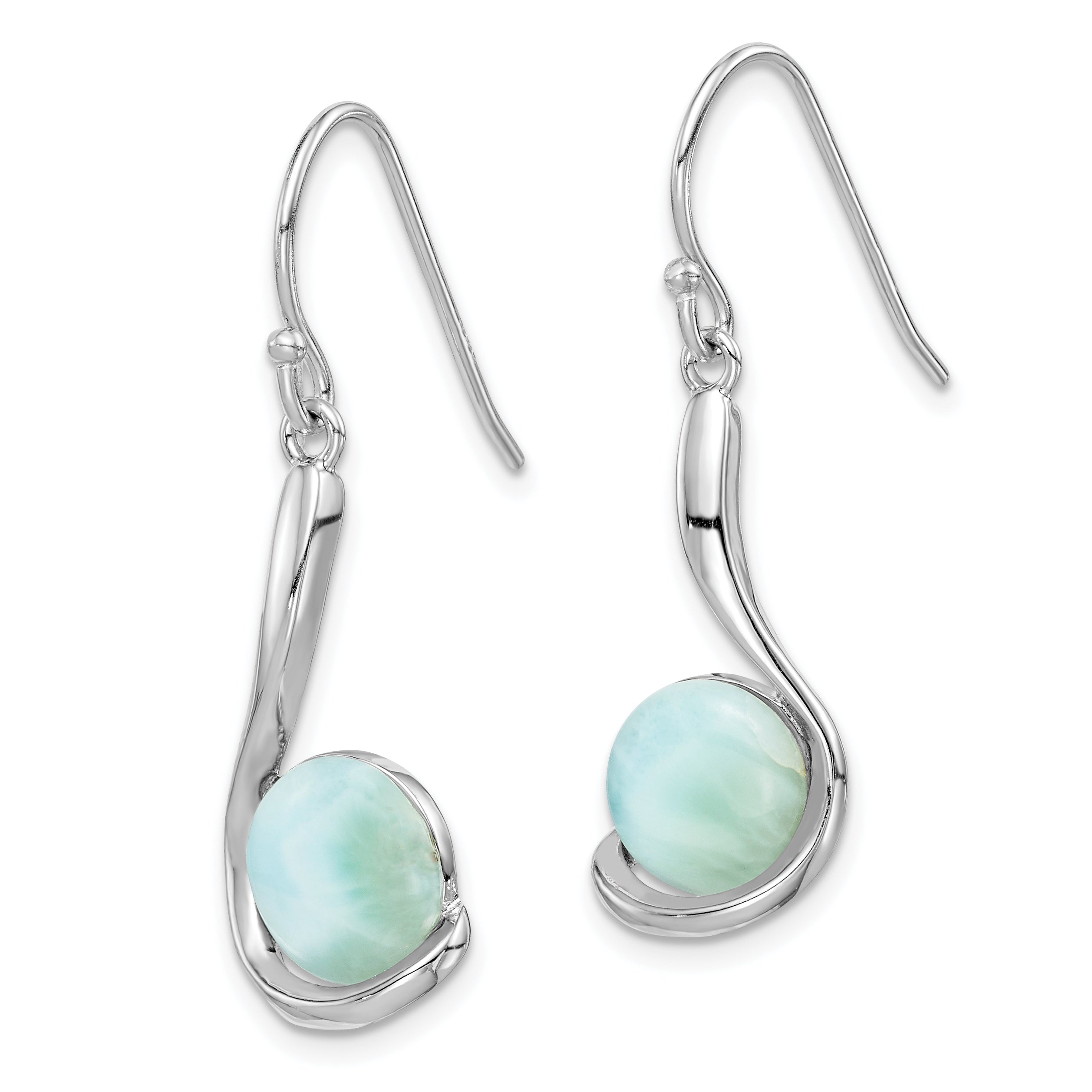 Sterling Silver Rhodium-plated Larimar Swirl Dangle Earrings Secondary image