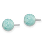 Sterling Silver Rhodium-plated Polished 6mm Round Larimar Post Earrings