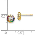 Prizma Sterling Silver Gold-tone 14K Flash Gold-plated Colorful and White CZ Circle Post Earrings