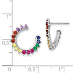 Prizma Sterling Silver Rhodium-plated Colorful CZ Open Hoop Post Earrings