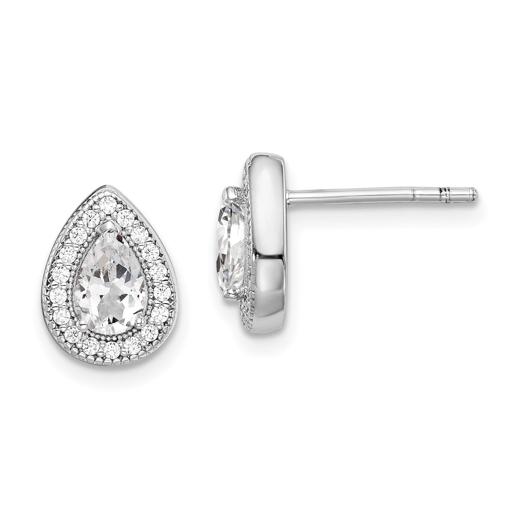 Sterling Silver Rhodium Plated CZ Post Earrings Main image