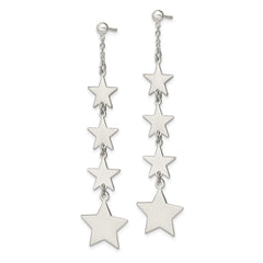 Sterling Silver Polished Mulitple Stars Drop and Dangle Post Earrings