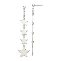 Sterling Silver Polished Mulitple Stars Drop and Dangle Post Earrings