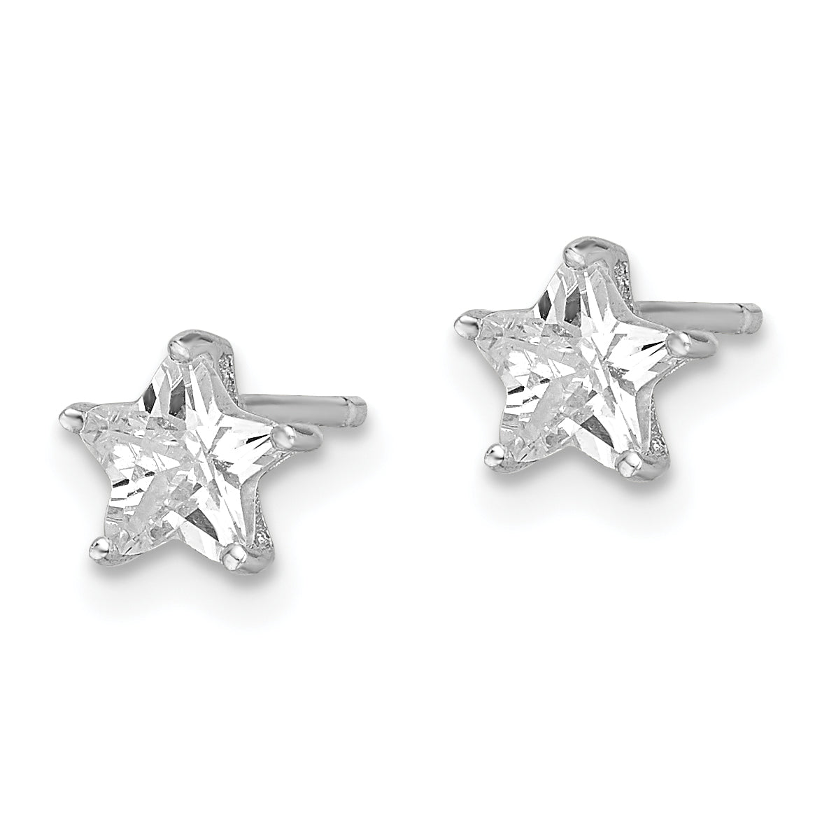 Sterling Silver Rhodium-plated 6mm CZ Star Stud Earrings Secondary image