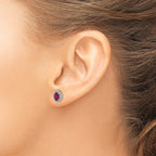 Rhod-Plat Oval Created Ruby Stud Earrings in Sterling Silver, 7.85mm - Sophia Jewelers