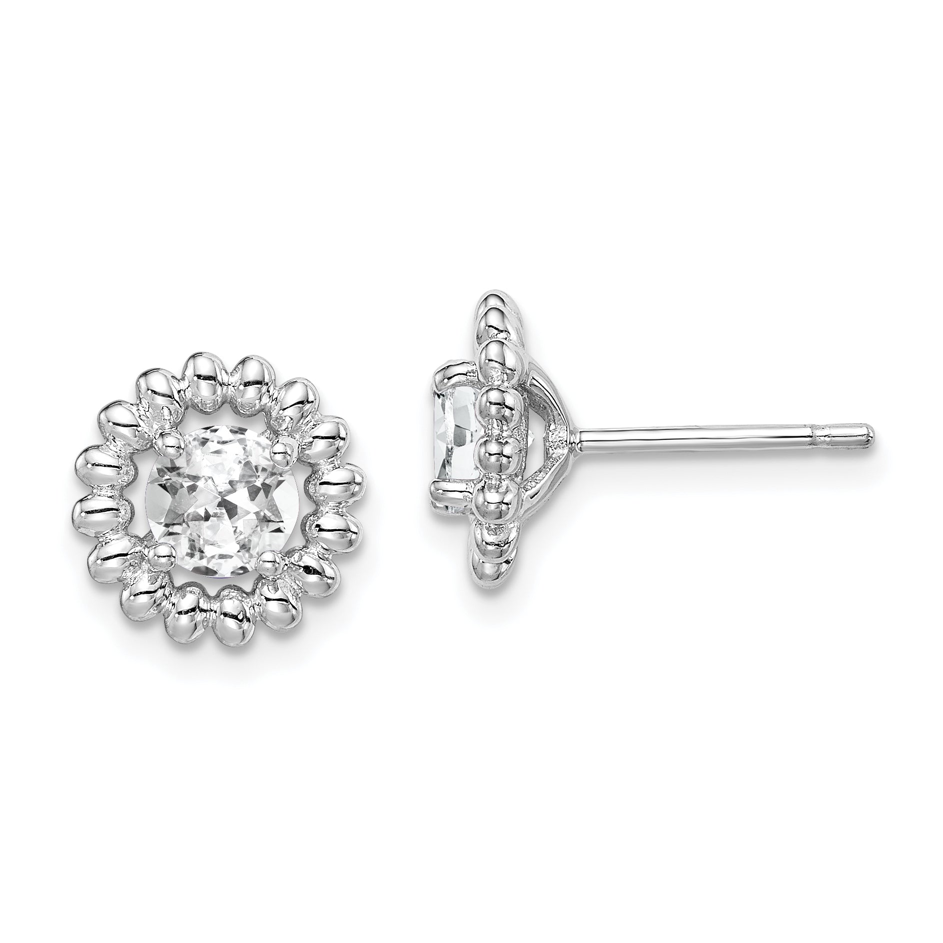 Sterling Silver Rhod-plat White Topaz Earrings Main image