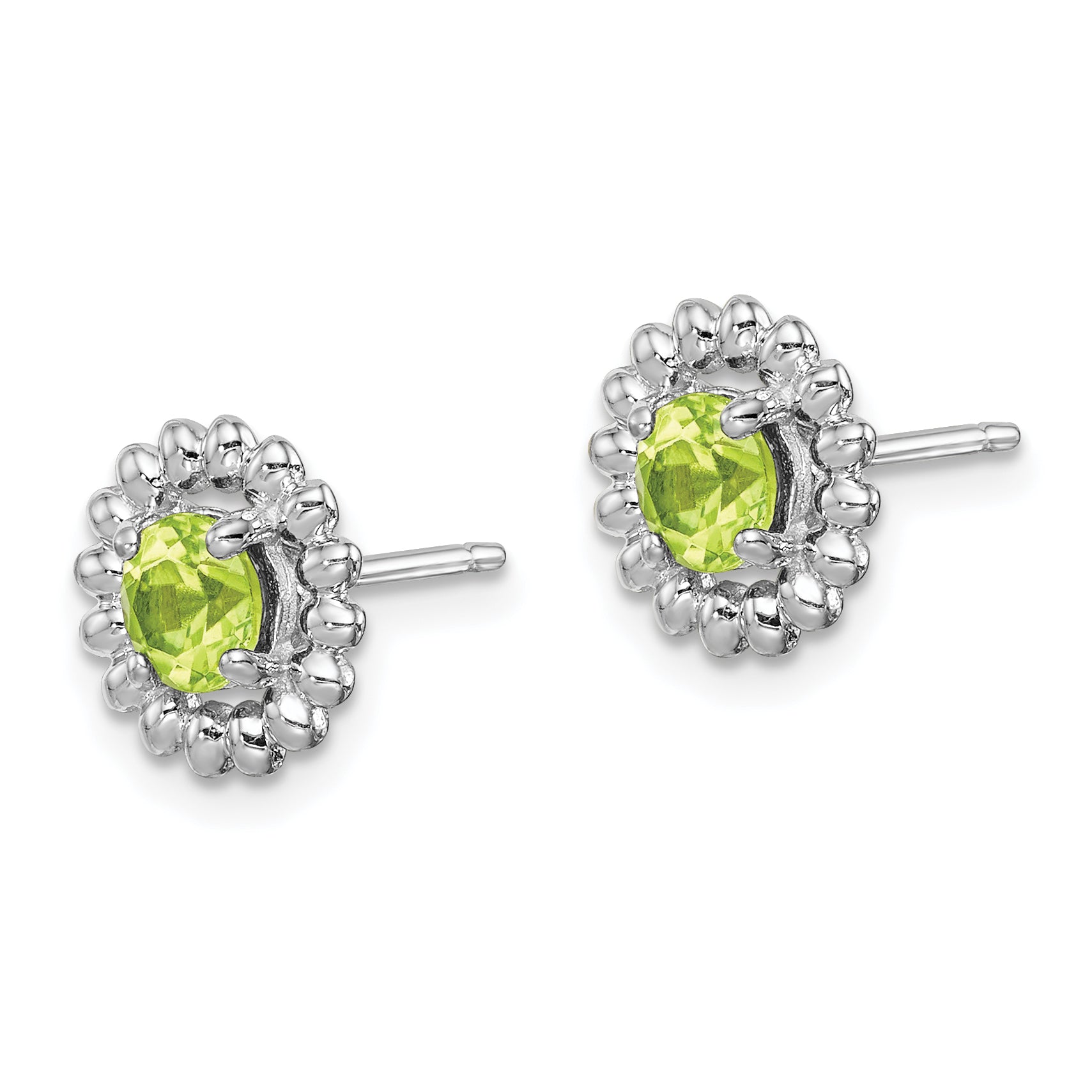 Sterling Silver Rhod-plat Peridot Earrings