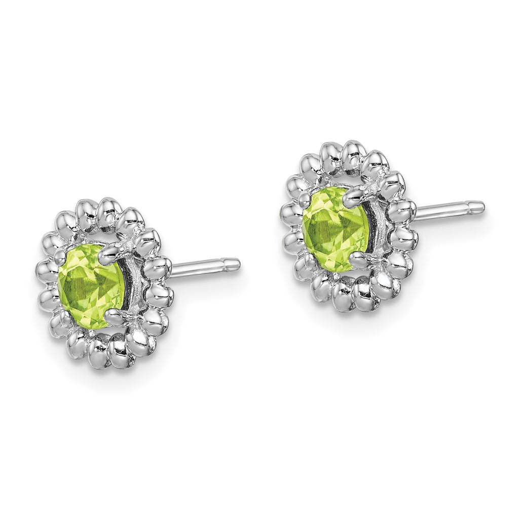 Sterling Silver Rhod-plat Peridot Earrings