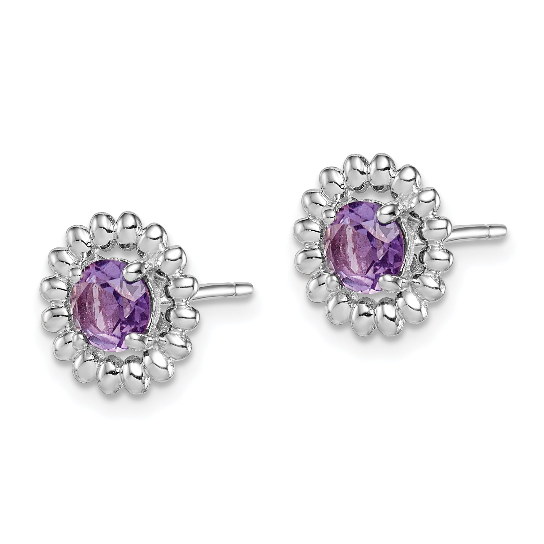Sterling Silver Rhod-plat Amethyst Earrings Secondary image