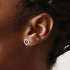 Rhod-Plat Created Ruby Stud Earrings in Sterling Silver, 10mm - Sophia Jewelers