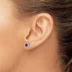 Rhod-Plat Rhodolite Garnet Stud Earrings in Sterling Silver, 10mm - Sophia Jewelers