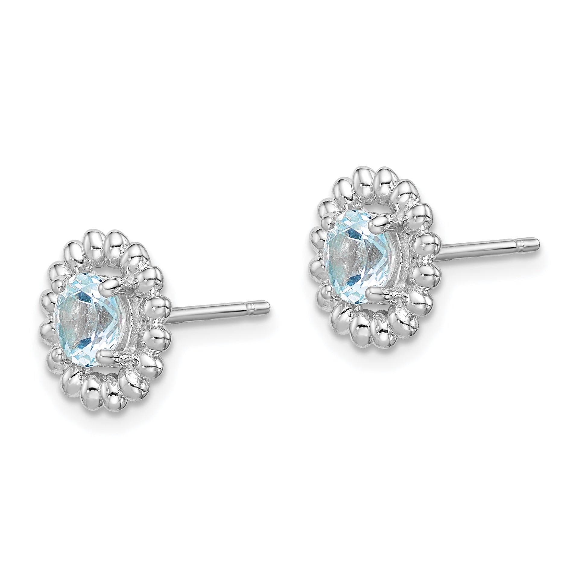 Sterling Silver Rhod-plat Aquamarine Earrings Secondary image