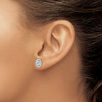 Rhod-Plat Aquamarine Stud Earrings in Sterling Silver, 10mm - Sophia Jewelers