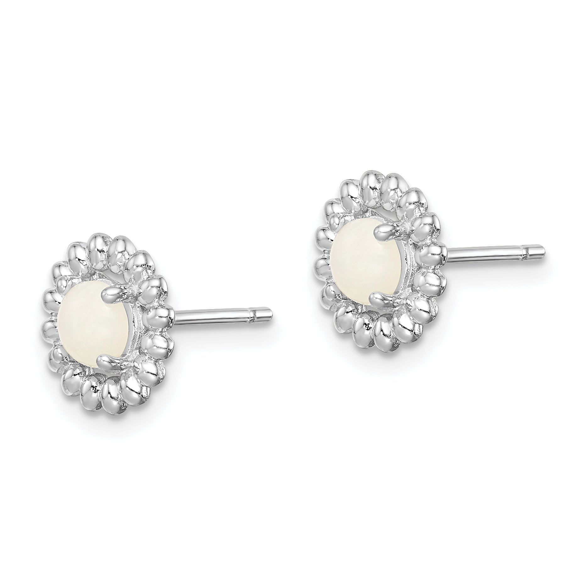 Sterling Silver Rhod-plat Milky Opal Earrings Secondary image