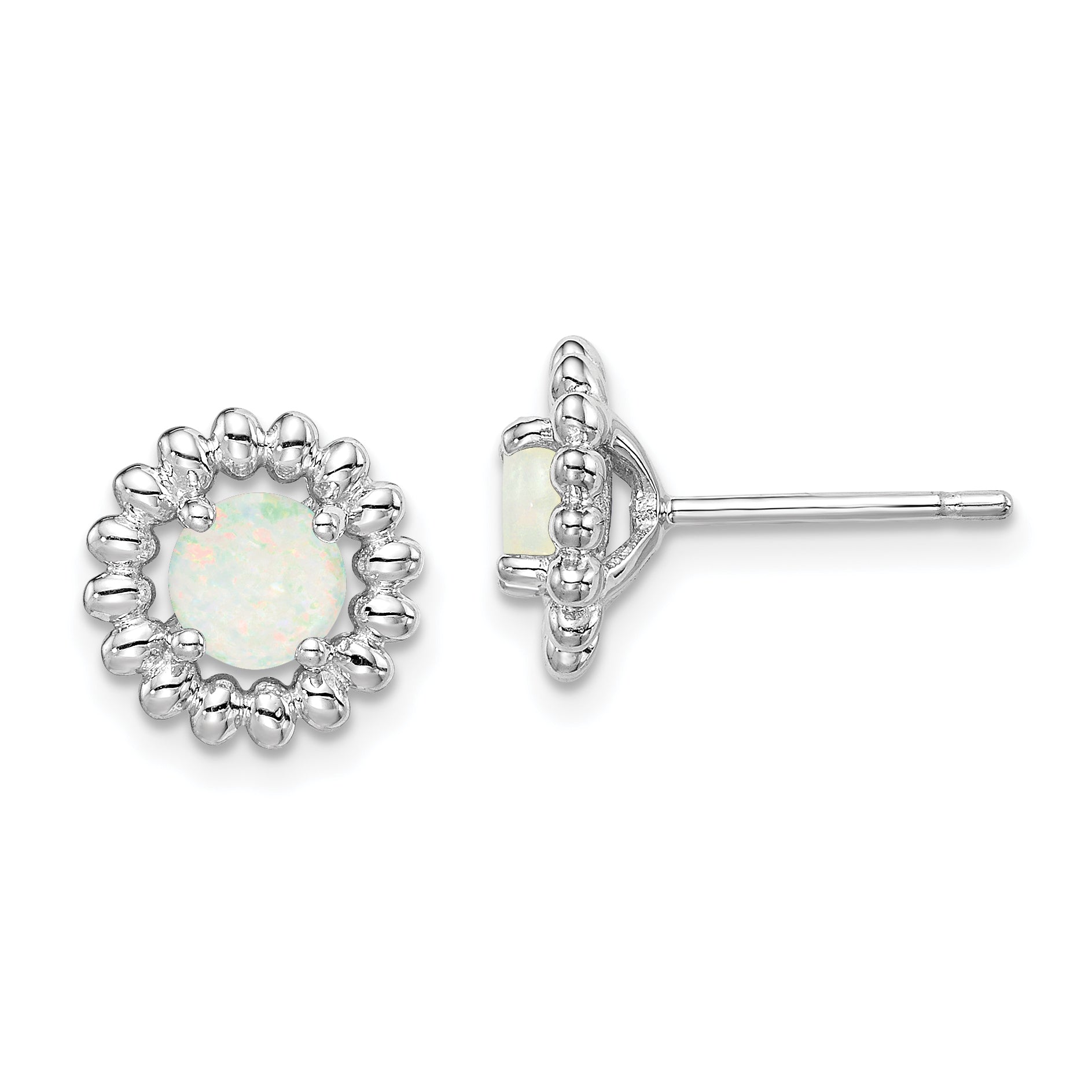Sterling Silver Rhod-plat Milky Opal Earrings Main image