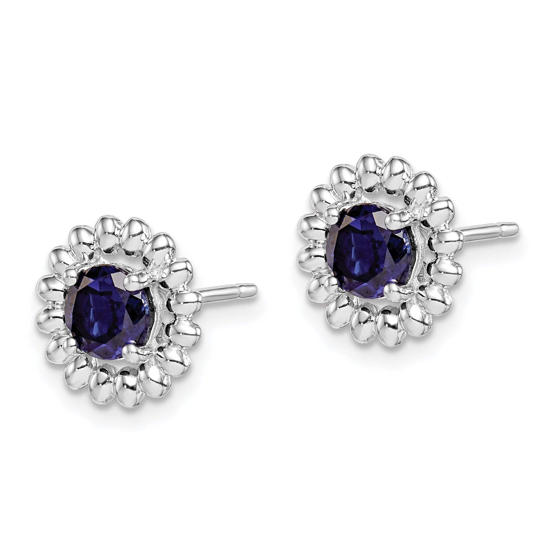 Sterling Silver Rhodium-plated Created Sapphire Earrings Secondary image
