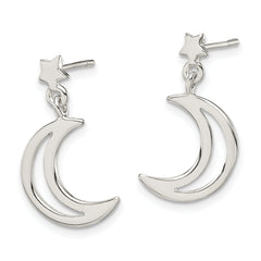 Sterling Silver Star and Moon Dangle Earrings