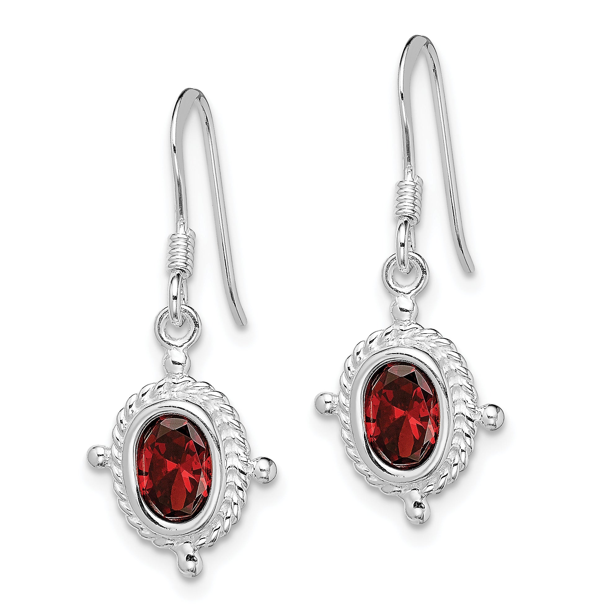 Sterling Silver Rhodium-plated Fancy Garnet Earrings Secondary image