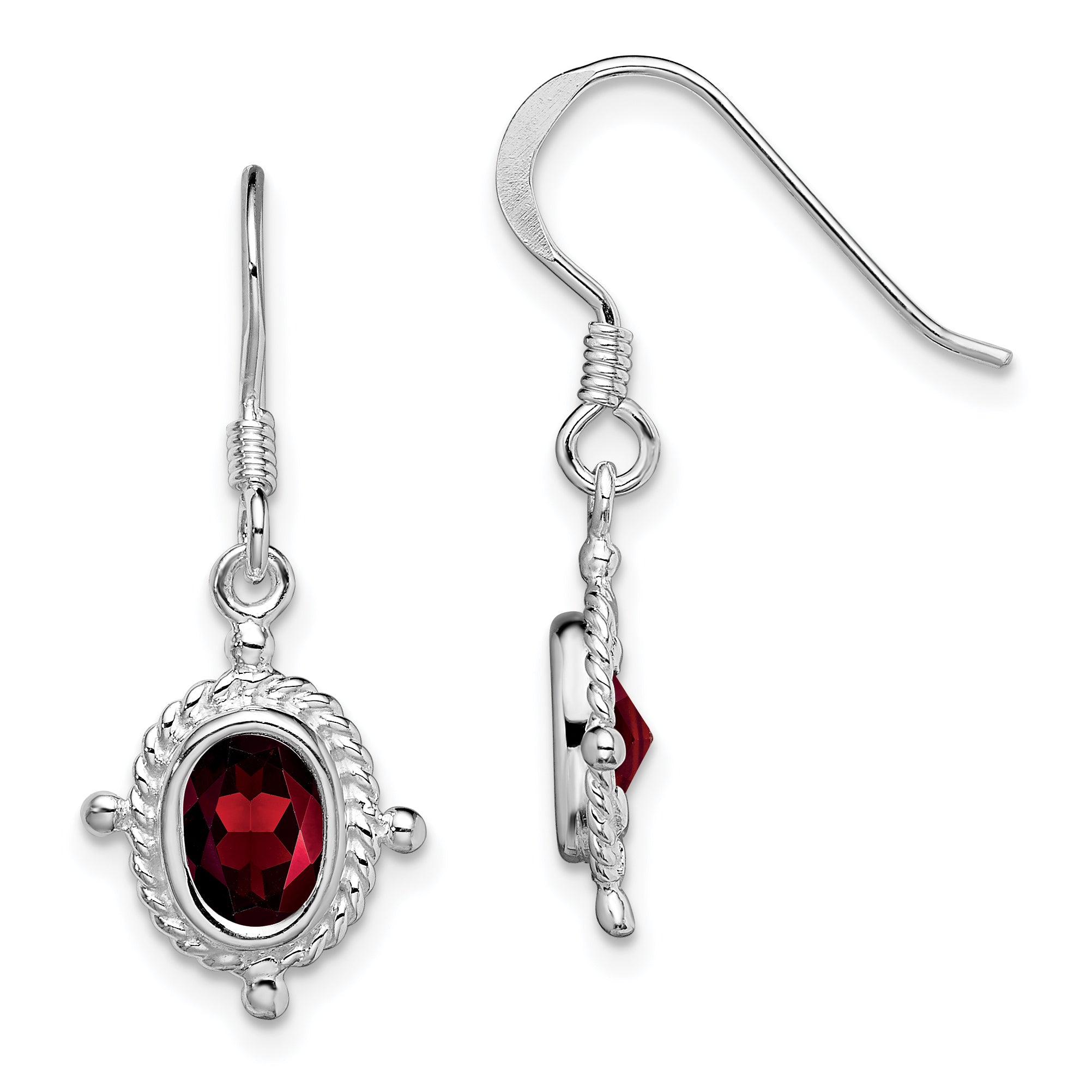 Sterling Silver Rhodium-plated Fancy Garnet Earrings Main image