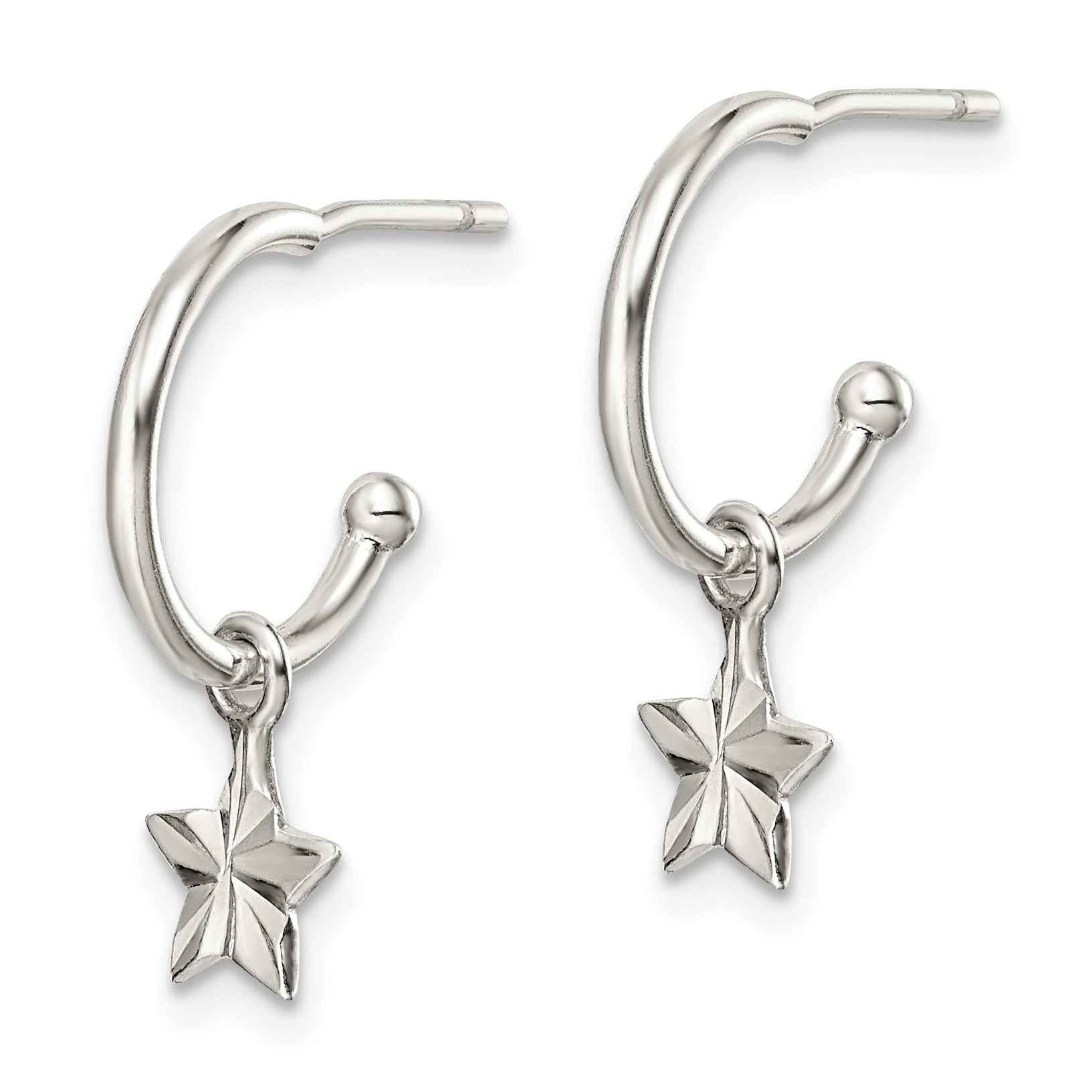 Sterling Silver Star Dangle Hoop Earrings Secondary image