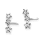 Sterling Silver Rhodium-Plated CZ Triple Star Stud Earrings