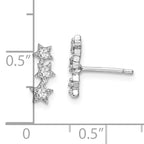 Sterling Silver Rhodium-Plated CZ Triple Star Stud Earrings