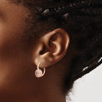 Pink Crystal/Cubic Zirconia Halo Leverback Earrings in Rose-Tone Sterling Silver - Sophia Jewelers