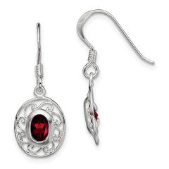 Sterling Silver Rhodium-plated Fancy Garnet Earrings